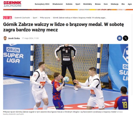 Dziennik Zachodni: Górnik Zabrze walczy w lidze o brązowy medal. W sobotę zagra bardzo ważny mecz