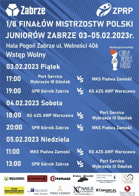 W weekend 1/8 Mistrzostw Polski Juniorów w Zabrzu