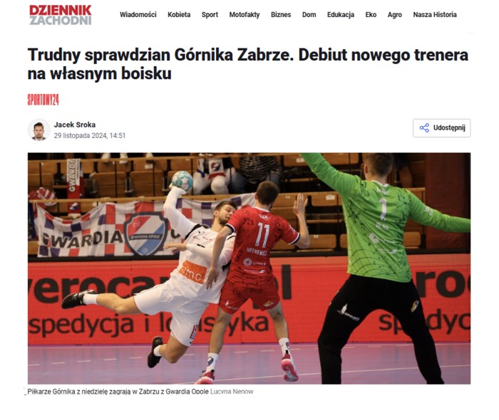 Trudny sprawdzian Górnika Zabrze. Debiut nowego trenera na własnym boisku