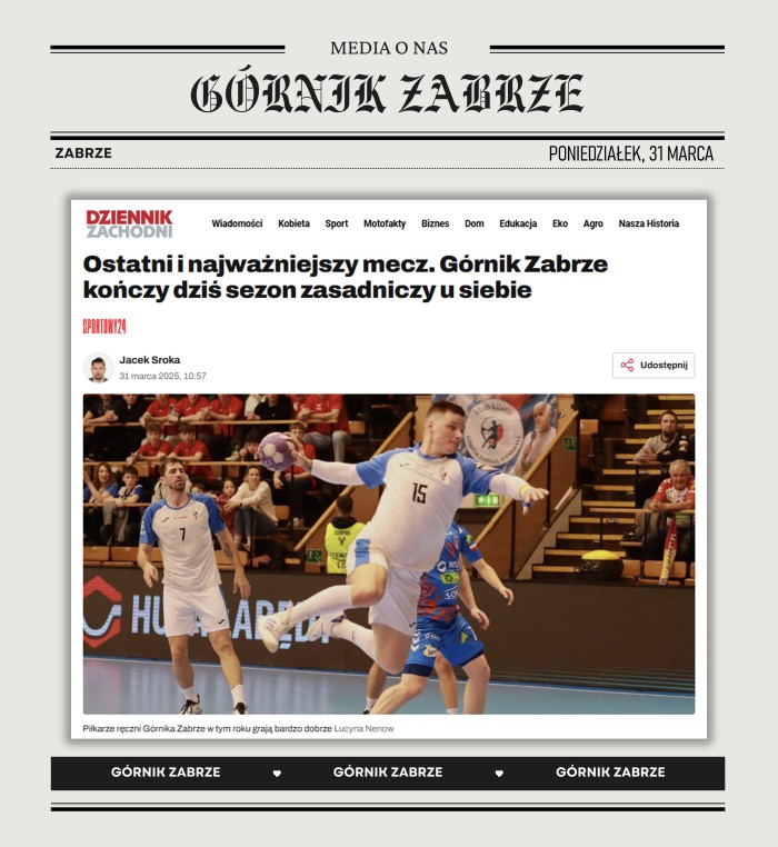 DZIENNIK ZACHODNI: Ostatni domowy mecz. Górnik Zabrze rozegra dziś ostatnie spotkanie u siebie.